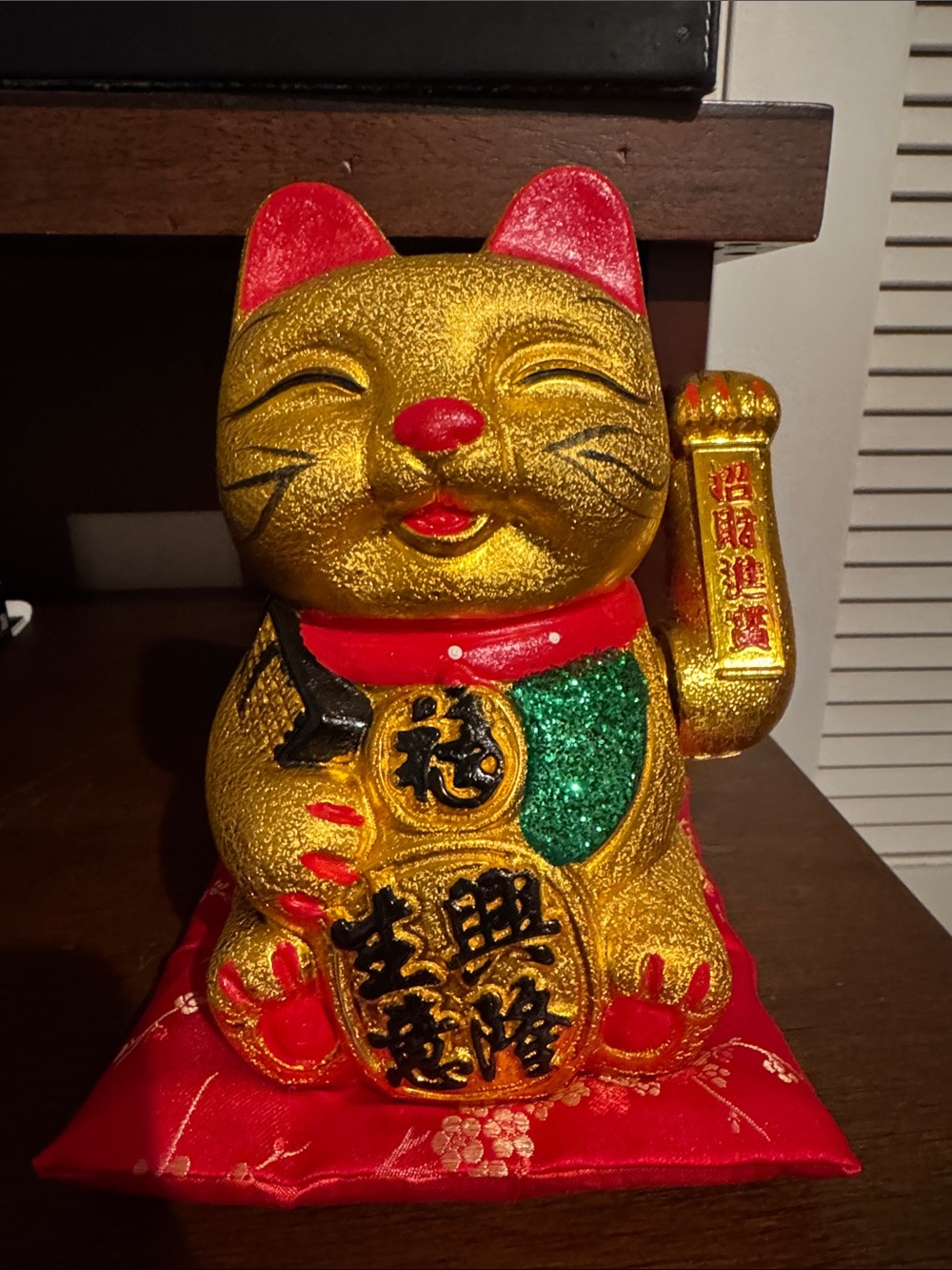 Gold and Red Maneki Waving Neko Lucky Cat